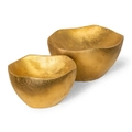 Set of Two Wooden Bowls with gold finish
