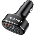 TECKNET USB Car Charger 54W 4-Port USB Car Charger Adapter QC 3.0 Port Compatible with Iphone 14 Pro Max/14 Plus/Iphone 13 12 11 Pro Max X XR XS 8 Samsung Galaxy Note 20/10 S21/20/10 Google Pixel