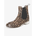 RIVERS - Womens Winter Gumboots - Brown Ankle - Chelsea - Leopard Rain Shoes - Animal - Tan Elastic Gusset - Wet Weather Fashion - Waterproof Footwear