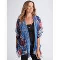 MILLERS - Womens Jumper - Long Summer Cardigan Cardi - Blue Sweater Elbow Sleeve - Fitted - Blue Black Paisley - Short Sleeve - Wow Two In One Casual