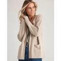 MILLERS - Womens Jumper - Long Winter Cardigan Cardi Beige Sweater - Self Detail - Oversized - Stone Floral - Long Sleeve - Cozy Style Warm Work Wear