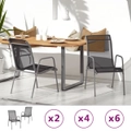 2/4/6x Garden Chairs Steel and Textilene Black Outdoor Armchair Seating vidaXL
