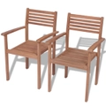 Stackable Garden Chairs 2 pcs Solid Teak Wood vidaXL