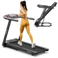 Costway Smart Folding Electric Treadmill 4.75HP w/LED Touch Screen Heart Rate Sensors Voice/APP/Remote Control/20 Preset Programs Walking Jogging Running Machine