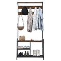 Costway 3-in-1 Hall Tree Coat Rack Adjustable Clothes Stand Wood Garment Rail Hanger Scarf Shoes Organizer