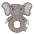Living Textiles Newborn/Infant/Baby Cotton Knitted Ring Rattle Ella the Elephant