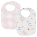2pc Living Textiles Baby/Newborn/Children's Cotton Bibs Butterfly/Blush Gingham