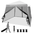 Costway Gazebo Instant Folding Canopy Sun Shelter Tent w/Mesh Sidewalls Outdoor Picnic Camping Grey