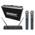 Sonken WM-800D Pro UHF Wireless Microphones (2) and Receiver Unit with Carry Case