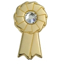 Brooch - Competition Ribbon Gold With Crystal And Keep Sake Tin