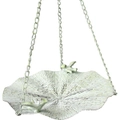 Hanging Bird Feeder Handcrafted Antique White Lilly Leaf with Birds On Side