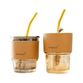 Gorgous High Heat Resistant Glass +Lid +Straw +Leather Cup Holder Coffee Tea Mug
