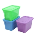 6 x 38LT TOY PLASTIC STORAGE BOXES w/ LID Home Cupboard Stackable Organiser Bin Box Trays for Toys Accessories Kitchen Bedroom Bathroom