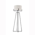 New Oriental Kay Matte Black Square-Edged Metal Dimmable Floor Lamp W/ Off White Linen Shade