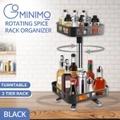 GOMINIMO 2 Tier Kitchen Rotating Storage Spice Rack Organiser Square Shape Black
