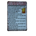 3xmetal Tin Sign 12 Good Reasons Why Beer Is Better Than Women 200x300mm Retro V