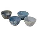 Casa Mixed Stoneware Bowls in Blue - Set of 4 in Gift Box