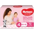 Huggies Ultra Dry Nappies Girl Size 4 (10-15kg) 72 Pack