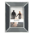 12 x SILVER MIRROR BEAD PICTURE FRAME 10x15cm - New Classic Beaded Photo Frames with Beaded Border Wall Hanging or Tabletop Photo Gallery Wall Art