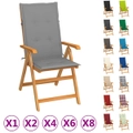 Solid Teak Wood 6x Reclining Garden Chair with Cushions Multi Colours vidaXL