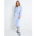 RIVERS - Womens Winter Robe - Blue Dressing Gown - Sleepwear - Knee Length - Tie - Dots - Long Sleeve - Relaxed Fit - Midi - Comfy Plush Pyjamas - PJs