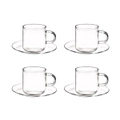 Coffee Culture Odin 90ml Borosilicate Glass Cup & Saucer Set 4