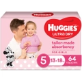 Huggies Ultra Dry Nappies Girl Size 5 (13-18kg) 64 Pack