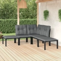 Outdoor Sofa Set Lounge Setting Sofa Chair Black and Grey Poly Rattan vidaXL