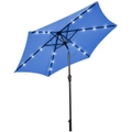 Costway 2.7m Solar Parasol Anti-UV Patio Umbrella Outdoor Tilt Adjustable Sunshade w/18 LEDs Garden Pool Backyard Blue