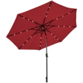 Costway 3m Solar Parasol Anti-UV Patio Umbrella Outdoor Tilt Adjustable Sunshade w/24 LEDs Garden Pool Backyard Red