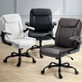 Artiss Leather Office Chair Chairs Black White Brown