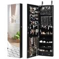 Costway Mirror Jewellery Cabinet Makeup Jewelry Stroage Organiser Box Large Capacity w/LED Full Length Black