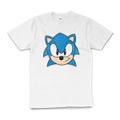 Sonic The Hedgehog Face Retro 90s Game Cotton T-Shirt Unisex Tee White