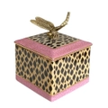 Singa Brass & Ceramic Animal Print Trinket Box in Cerise Pink