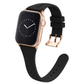 Silicone Band in Black with Gold Classic Buckle - The Gippsland - Compatible with Apple Watch Size 38mm to 41mm