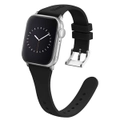 Silicone Band in Black with Silver Classic Buckle - The Gippsland - Compatible with Apple Watch Size 38mm to 41mm