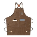 Cross Back Chef Canvas Aprons with Adjustable Straps Brown