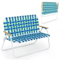 Costway 2-Person Folding Camping Chair Portable Outdoor Chair Fishing Beach Backyard Poolside, Blue
