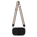 Punch Neoprene Double Pocket Travel Bag/Purse/Handbag w/Crossbody Strap Black
