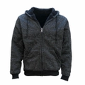 Men Thick Zip Up Hooded Hoodie w Winter Sherpa Fur Jumper Coat Jacket Sweater - Black