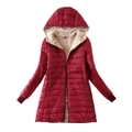 Nevenka Womens Hooded Sherpa Fleece Jacket Winter Warm Coat-WineRed