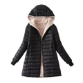 Nevenka Womens Hooded Sherpa Fleece Jacket Winter Warm Coat-Black