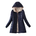 Nevenka Womens Hooded Sherpa Fleece Jacket Winter Warm Coat-Navy