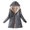 Nevenka Womens Hooded Sherpa Fleece Jacket Winter Warm Coat-Gray