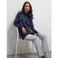 NONI B - Womens Jumper - Regular Winter Sweater - Blue Pullover - Zebra - Casual - Long Sleeve - Navy Blazer Animal Print - High Neck - Work Clothing