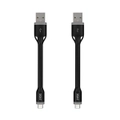 2x 3sixT Clip & Sync 10cm USB-A to USB-C Cable Connector For Smartphones Black