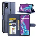 For ZTE Blade A51 Wallet Case Flip Leather Card Slots Shockproof Magnetic Stand Cover (Navy Blue)