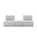 Free Modular Adjustable Back Linen Upholstery Sofa With Ottoman/Light Grey