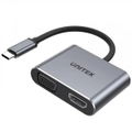 Unitek D1049A 4-in-1 USB Mulit-Port Hub with USB-C Connector. Includes 1x USB-A Port, 1x VGA Port, 1x HDMI 4K 60Hz Port, 1x USB-C PD 100W. Plug & Play. Space Grey Colour [D1049A]