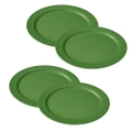 4x Eco Soulife All Natural Outdoors Picnic Camping Reusable Dinner Plate Green